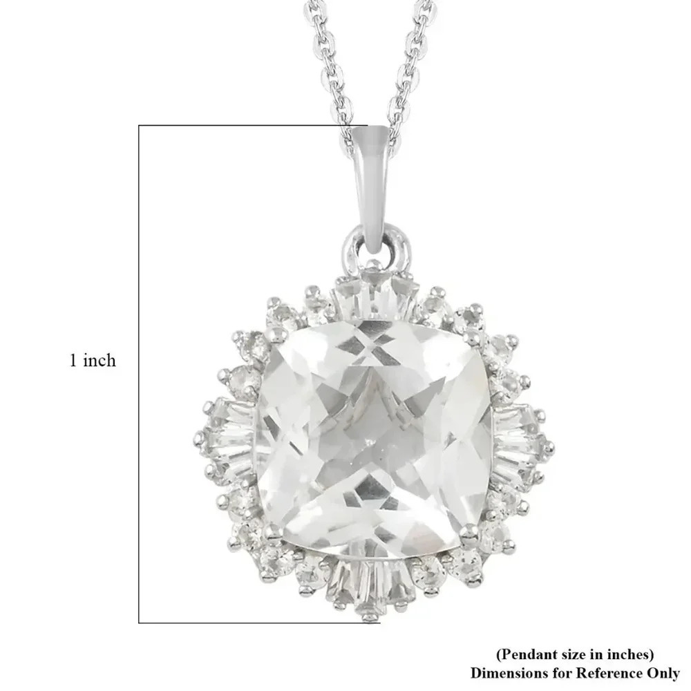 White Topaz Ballerina Halo Pendant Necklace 20" 925 Sterling Silver - Picture 7 of 7